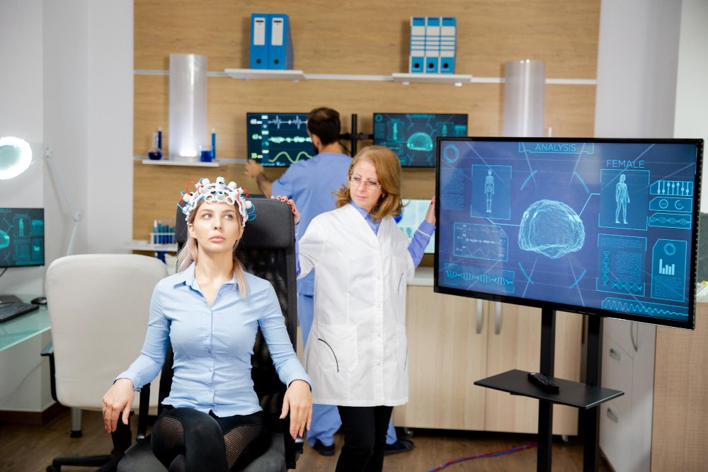 a doctor examining the patient
